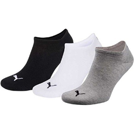 Puma Invisible, Calzini Sport unisex, Grigio/Bianco/Nero, 35/38, Confezione da 3