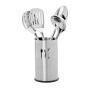 Relaxdays Porta Utensili da Cucina, Set da 5 Accessori, 4 Mestoli, Portaposate, Portamestoli, Kit in Acciaio, Argento, Inox, 5 p