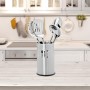Relaxdays Porta Utensili da Cucina, Set da 5 Accessori, 4 Mestoli, Portaposate, Portamestoli, Kit in Acciaio, Argento, Inox, 5 p