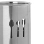 Relaxdays Porta Utensili da Cucina, Set da 5 Accessori, 4 Mestoli, Portaposate, Portamestoli, Kit in Acciaio, Argento, Inox, 5 p