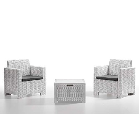 Bica 9073 Set Nebraska Salottino 2 Posti, Bianco, 155 x 150 x 79 cm