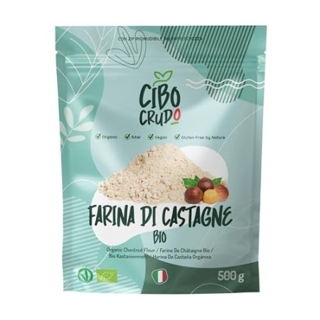 CiboCrudo Farina di Castagne Biologica Cruda, RawOrganic – 500 gr – Prodotto italiano, Farina Crudista Bio, Sana e Naturale,