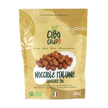 CiboCrudo Nocciole Sgusciate Biologiche Crude, Raw Organic - 250gr - Prodotto in Italia, Migliore Nocciola al Mondo, Calibro 15,