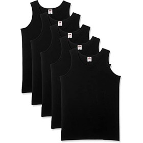 Fruit of the Loom 5-Pack Athletic Mens Canotta, Nero (Black), Medium (Pacco da 5) Uomo