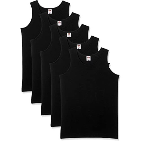 Fruit of the Loom 5-Pack Athletic Mens Canotta, Nero (Black), Medium (Pacco da 5) Uomo