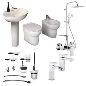 OGOMONDO Componenti Bagno Completo di Sanitari Accessori e Rubinetteria Cromata