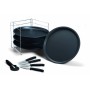 Guardini Scatola regalo 10 pezzi pizza: 1 Griglia porta tegami+4 Tegami pizza Ø32cm+4 Coltelli+1Rotella, Acciaio con rivestimen