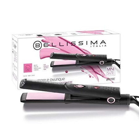 Imetec Bellissima BM 200 Piastra Mini per Capelli Lisci e Luminosi, Temperatura 200°, Multivoltaggio Automatico, Dimensioni Com