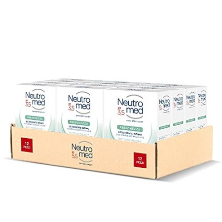 Neutromed Detergente Intimo Freschezza, con Complesso Micellare, Azione Antibatterica, pH 3.5, 12 pezzi x 200 ml
