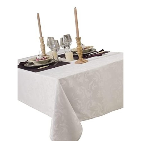 CALITEX - Tovaglia damascata Ombra, 150 x 350 cm, Colore: Bianco