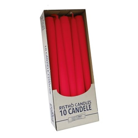 Cereria di Giorgio Risthò Candele Coniche per Candeliere, Cera, Rosso, 2.2 x 25 cm, 10 unità