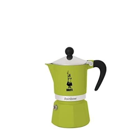 Bialetti Rainbow Caffettiera Colorata, Alluminio, Verde, 1 Tazza