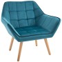 homcom Poltroncina dal Design Scandinavo in Legno e Velluto Color Petrolio, per Soggiorno o Ufficio, 79x69.5x72.5cm