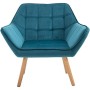 homcom Poltroncina dal Design Scandinavo in Legno e Velluto Color Petrolio, per Soggiorno o Ufficio, 79x69.5x72.5cm