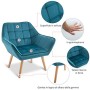 homcom Poltroncina dal Design Scandinavo in Legno e Velluto Color Petrolio, per Soggiorno o Ufficio, 79x69.5x72.5cm