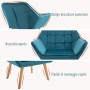homcom Poltroncina dal Design Scandinavo in Legno e Velluto Color Petrolio, per Soggiorno o Ufficio, 79x69.5x72.5cm