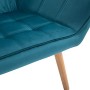 homcom Poltroncina dal Design Scandinavo in Legno e Velluto Color Petrolio, per Soggiorno o Ufficio, 79x69.5x72.5cm