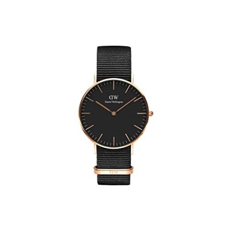 Daniel Wellington Classic Cornwall Orologio Unisex Adulto, 36mm, in NATO, Nero/Oro Rosato