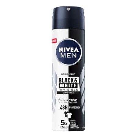Nivea Men Black & White Invisible Original Deodorante Uomo Spray, in Confezione da 6 x 150 ml, Antialoni, Anti-Traspirante Fresc