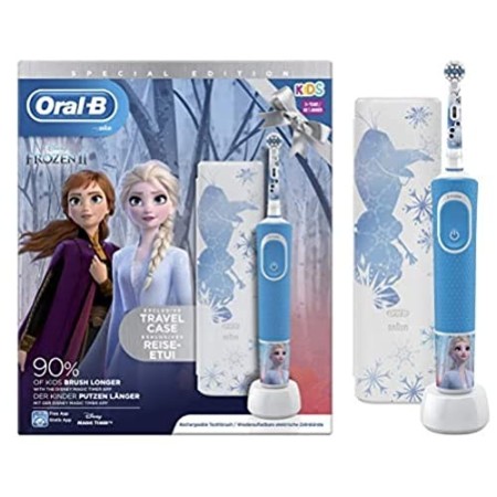 Oral-B Kids Spazzolino Elettrico Ricaricabile, 1 Manico con Personaggi Disney Frozen 2, 1 Custodia da Viaggio, dai 3 Anni in Su