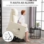 homcom Poltrona Relax Alzapersone con Telecomando, Reclinabile con Poggiapiedi Integrato, 80x94x104cm Crema