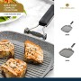 MasterClass Piastra Grill Antiaderente Adatta per Induzione con Manico Pieghevole, 24 cm (9.5''), Alluminio, Nero