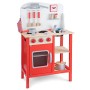 New Classic Toys- New Toys-11055-Cucina Classic Rosso Giocattolo in Legno accessoriata per Bambini Educazione Tavola Divertiment
