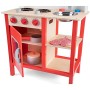 New Classic Toys- New Toys-11055-Cucina Classic Rosso Giocattolo in Legno accessoriata per Bambini Educazione Tavola Divertiment