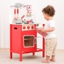 New Classic Toys- New Toys-11055-Cucina Classic Rosso Giocattolo in Legno accessoriata per Bambini Educazione Tavola Divertiment