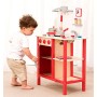 New Classic Toys- New Toys-11055-Cucina Classic Rosso Giocattolo in Legno accessoriata per Bambini Educazione Tavola Divertiment