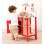 New Classic Toys- New Toys-11055-Cucina Classic Rosso Giocattolo in Legno accessoriata per Bambini Educazione Tavola Divertiment