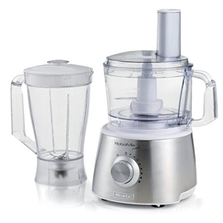 Ariete 1779 Robomix Metal - Robot da cucina multifunzione, Capacità tazza 2,1L, Set accessori per tritare, affettare, montare, 