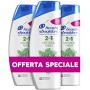 Head & Shoulders Menthol Fresh 2In1 Shampoo e Balsamo Antiforfora Rinfrescante, 3 x 540