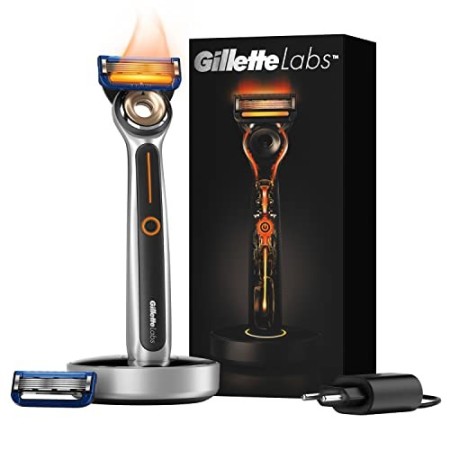Gillette Labs Heated Razor Rasoio Riscaldato Uomo + 2 Lamette di Ricambio, Base di Ricarica