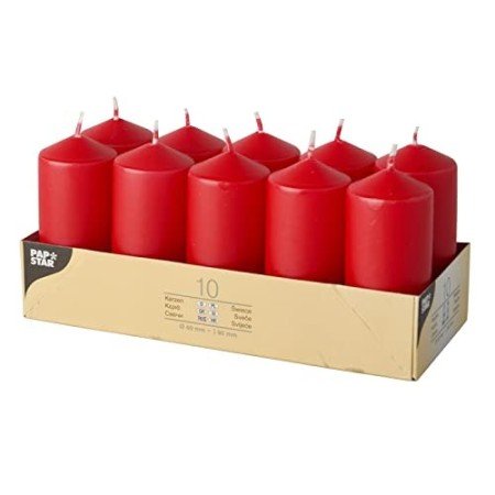 Papstar candele, paraffina, Rosso, Cm, 4 x 9 cm, 10 pezzi