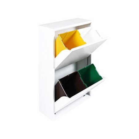 Esidra Pattumiera portarifiuti salvaspazio per differenziata 4 secchi Ferro, 60 x 92 x 25 cm