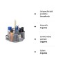 Relaxdays 10022487_55 Portapenne Scrivania Ufficio, 7 Scomparti, Girevole, Rotondo, Materiale Cancelleria Scuola, Argento