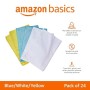 AmazonBasics – Panni in microfibra (confezione da 24 unità), color bianco, celeste e giallo