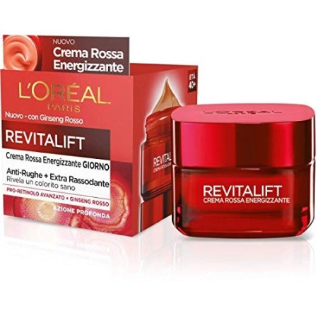 L'Oréal Paris Trattamenti Crema Viso Giorno Energizzante Anti-Rughe Revitalift, Formula Extra Rassodante Arricchita con Ginseng
