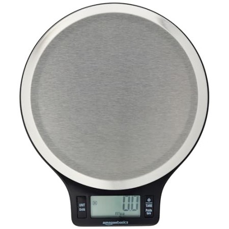 AmazonBasics - Bilancia digitale da cucina con display LCD, in acciaio inox, priva di bisfenolo A (pile incluse)