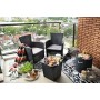 Keter Iowa Balcony Set, Set Mobili da Esterno 2 Poltrone e Tavolino Contenitore Grafite