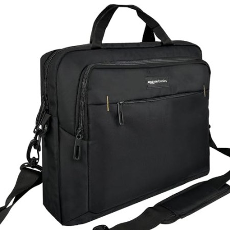AmazonBasics - Borsa compatta per computer portatile con tasche per accessori (15,6 pollici, 40 cm), nera, confezione da 1