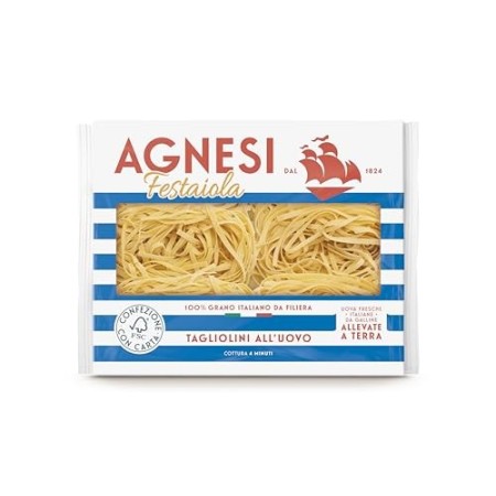 Agnesi Tagliolini All’Uovo | Pasta All’Uovo Festaiola | Confezione Compostabile Da Grammi, 250 Grammo