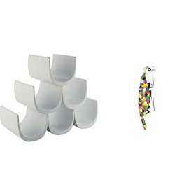 Alessi Noè GIA13 Portabottiglie di Design in Resina Termoplastica, Bianco & AAM32 1 Proust Parrot Cavatappi per Vino di Design,