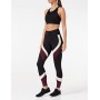 Marchio Amazon - AURIQUE Leggings Sportivi Colour Block Donna, Nero (Black/Port Royale/Blush), 42, Label:S