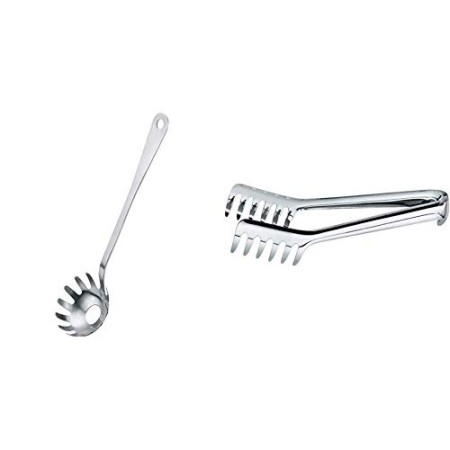 Alessi AJM19/57 L Mestolo per Spaghetti di Design in Acciaio Lucido & 502 Molla per Spaghetti di Design in Acciaio Inox
