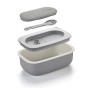 Guzzini 5460133 Salad Box Pranzo con Set Posate/Pinza e Vano Porta Condimenti, 100% Riciclabile, Made in Italy, 0.9 Litri, Plast