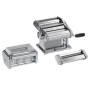 Marcato GS-PASTASET Macchina per Pasta Manuale con Inclusi Accessori per Ravioli e Spaghetti, Acciaio Cromato, Argento, 20,3x14x