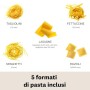Marcato GS-PASTASET Macchina per Pasta Manuale con Inclusi Accessori per Ravioli e Spaghetti, Acciaio Cromato, Argento, 20,3x14x