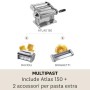 Marcato GS-PASTASET Macchina per Pasta Manuale con Inclusi Accessori per Ravioli e Spaghetti, Acciaio Cromato, Argento, 20,3x14x